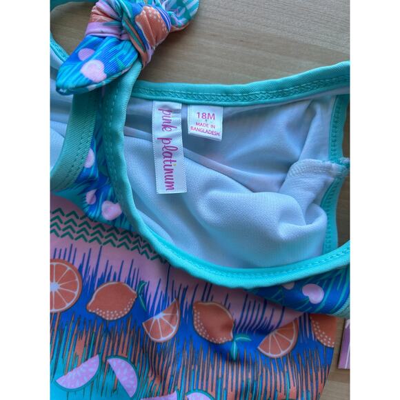 Pink Platinum Girls 18 months Fruit Print One Piece Swimsuit NWT - Picture 4 of 5